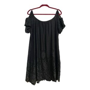 Cold shoulder Black lace size L dress